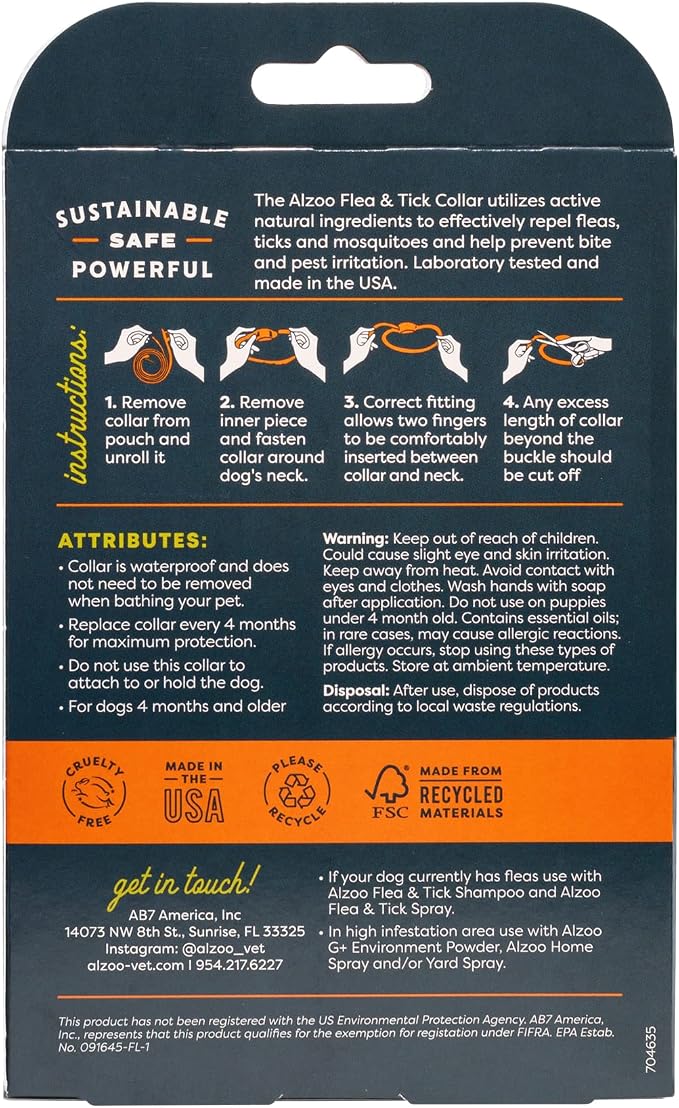 ALZOO Flea & Tick Dog Collar and 8 Fl. Oz. Flea & Tick Repellent Spray for Dogs, Medium-Sized Dogs: 16-40 lbs, 100% Plant-Based Active Ingredients