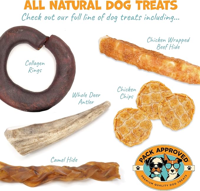 Pack Approved Standard Beef Bully Sticks for Large Dogs - Long Lasting Dog Chews for Aggressive Chewers - No Hide Dog Chews for Large Dogs - 12" (8ct)