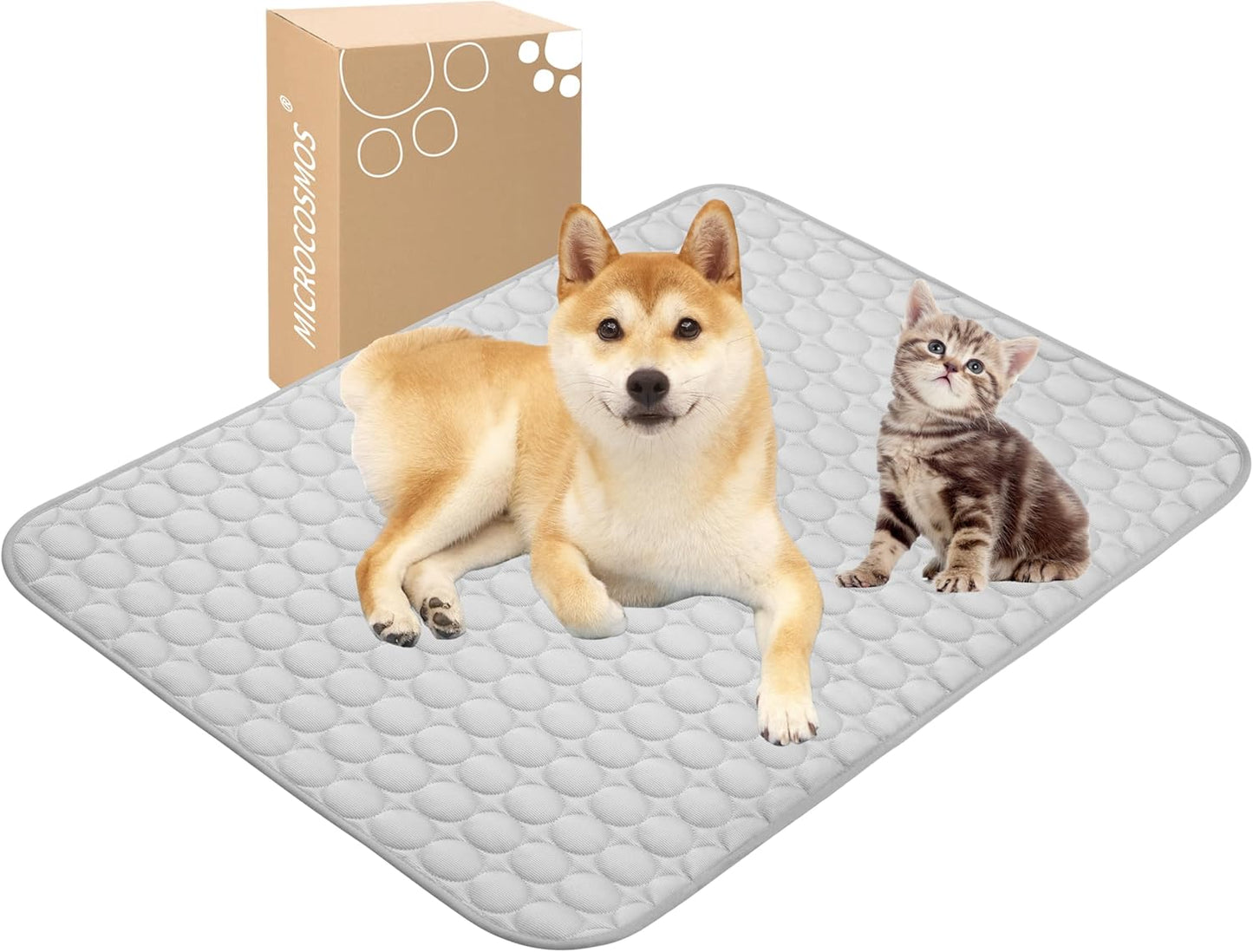 MICROCOSMOS Summer Cooling Mat & Sleeping Pad- Water Absorption Top, Materials Safe, Easy Carry, EZ Clean. Keep Cooling for Pets, Kids and Adults.(Grey, 40" x 28")