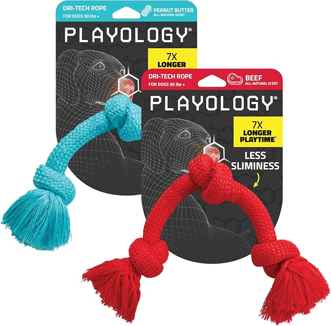 Playology Dri-Tech Rope X-Large Peanut Butter & Beef 2-Pack