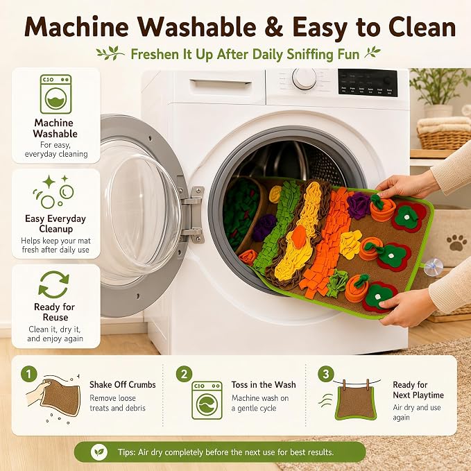 Snuffle Mat for Dogs – Extra Large 32'' x 20'', Washable Slow Feeder Dog Toy, Durable Interactive Dog Puzzle for Mental Stimulation & Nosework Training, with Anti-Slip Suction Cups