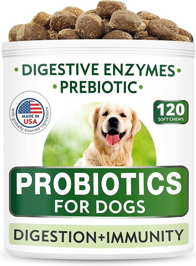 Dog Probiotics Chews + Calming Hemp Treats Bundle - Gas, Diarrhea, Allergy, Constipation, Upset Stomach Relief + Anxiety Relief - Separation Aid - Stress Relief During Fireworks, Storms, Thunder