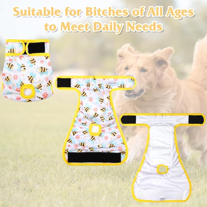 5 Pack Reusable Diapers for Doggie, Highly Absorbent Dog Diapers Female for Pet with Incontinence or Frequent Urination, Medium Dog Diapers Female, Animal