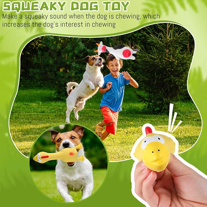 Shappy 20 Pcs Squeaky Dog Toys, Latex Rubber Dog Toys Bulk Soft Squeak Chew Balls Assorted Animals Puppy Fetch Interactive Play for Medium Large Pets(Novel)