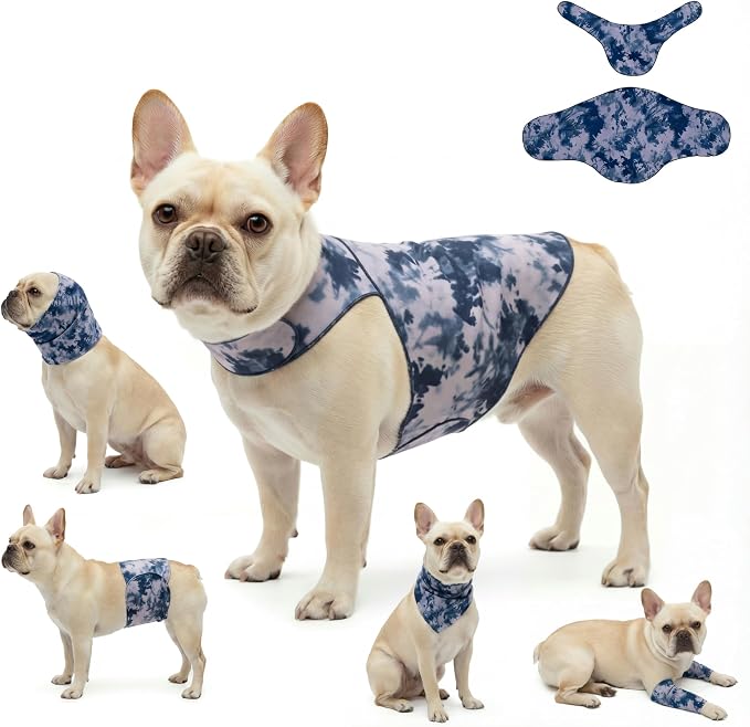 DAJIDALI® Dog & Cat Anxiety Vest & Spay Recovery Suit – Silent Adjustable Calming Wrap for Surgery & Thunderstorms – 2-Piece Cone & Recovery Onesie Alternative