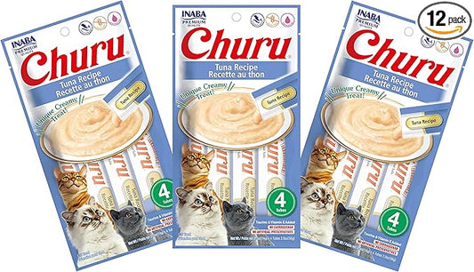 INABA Churu Tuna Recipe Lickable Purée Natural Cat Treats 12 Tubes