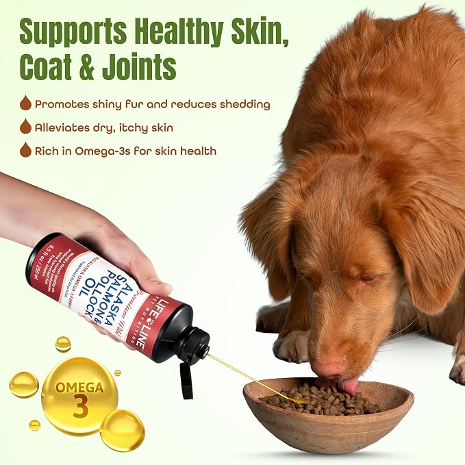 Lifeline Wild Alaskan Salmon Pollock for Dogs & Cats | Omega-3 DHA for Brain, Eye & Heart Health | Balanced Diet | EPA Supplement Promotes Healthy Fur | Anti-Inflammatory - 8.5 Oz