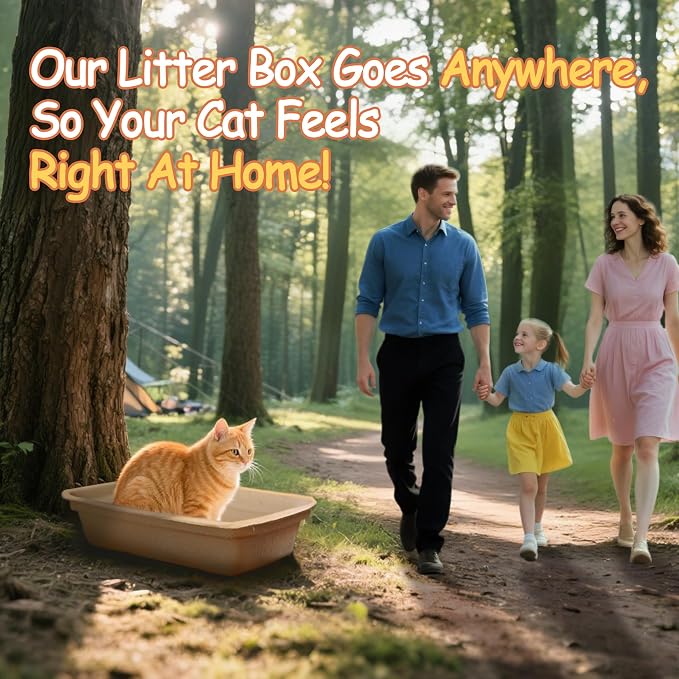 Disposable Litter Boxes for Cats Leak-Proof: 6-Pack Odor Control Sustainable Large Kitty Tray for Travel/Indoor Use