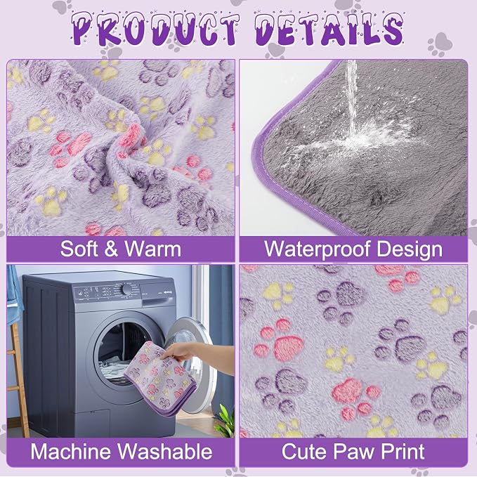 YUEPET Waterproof Guinea Pig Blankets Washable 6 Pack Small Animal Fleece Cage Liners Pet Soft Sleep Mat Pad Cover Warm Flannel Throw for Hamster Guinea Pig Rabbit Chinchilla Hedgehog Ferret 30"×16"