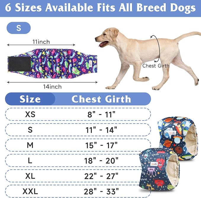 Dog Diapers Male, Belly Bands for Male Dogs, High Absorbing Extra Small Male Dog Wraps for Doggie & Puppy in Incontinence or Excitable Urination and Training(XXL)