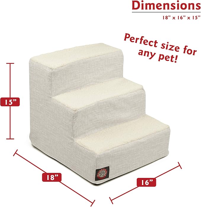 Majestic Pet Portable Pet Stairs | Soft Sherpa Steps Foam Feeling | Steps for Dogs & Cats | Dog & Cat Ramp | Indoor Only | Max Weight: up to 250 Lbs, 3 Step, Palette Heathered Gray