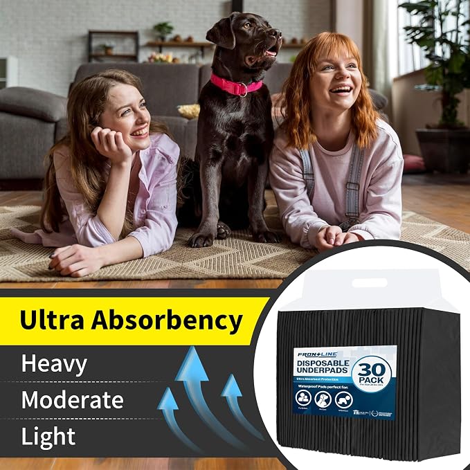 Charcoal Infused Pee Pads for Dogs and Cats, 30 Count, XL, 28"x34" | 6 Layer, Odor Control, Training Underpads, For Dogs, Cats, and Pets, Floor and Furniture Protectors