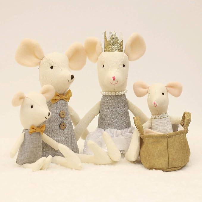 mousemic Mouse Family Dolls Stuffed Animal Toy Birthday Gift Mini Plush Toy Gray