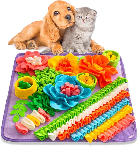 Snuffle Mat for Dogs, Sniff Mat Slow Feeding Mat for Small Pets Cats, Rabbits - Help Stress Relief and Training - Stimulate Your Pet's Foraging Skills! (Purple)