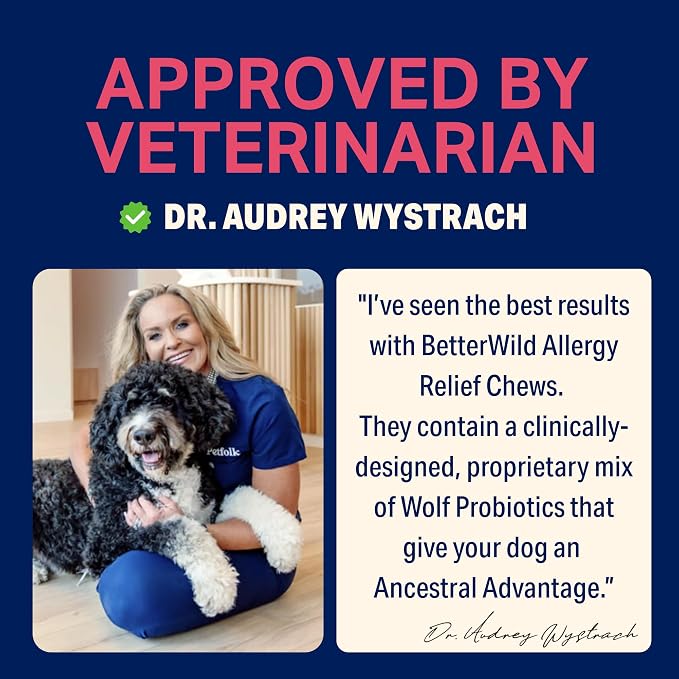 Dog Allergy Chews, Immune and Gut Health Support for Dogs, Itchy Skin, Paw Licking and Seasonal Allergies, Probiotics, Colostrum, Omega Salmon Oil, Skin & Coat Supplement, 30 Chews