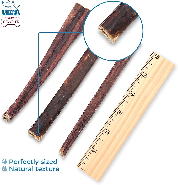 GigaBite Beef Esophagus Dog Treats - Natural Gullet Sticks for Dogs, High Protein Single Ingredient Dog Chews, Rawhide Free Dental Dog Treats for All Dog Breeds - Sticks (6 Inch), Pack of 35