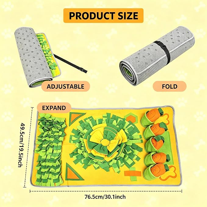 Snuffle Mat for Dogs, Slow Feeder Dog Puzzle Toy, Pet Enrichment Mat | Interactive snuffle mat encourages natural foraging, mental stimulation, slower eating, and enrichment for dogs.