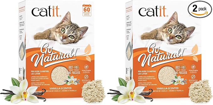 Catit Go Natural Pea Husk Clumping Cat Litter 12.3 lb, Natural (Pack of 2)