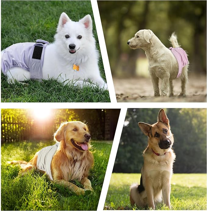 3 Pack Washable Female Dog Diapers,Reusable Diaper for Doggie,Highly Absorbent Dog Diaper,Adjustable Leakproof Puppy Diapers Skirt for Heat,Incontinence,Period Doggy Nappies L