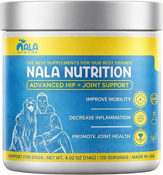 Dog Hip and Joint Supplement - with Vitamins, Glucosamine and Chondroitin | Pet Joint Supplement for Mobility and Health | 120 Scoops