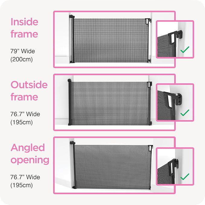 Perma Child Safety Indoor Outdoor Ultimate Retractable Baby Gate, 38.6" Tall Extends to 79" Wide, White