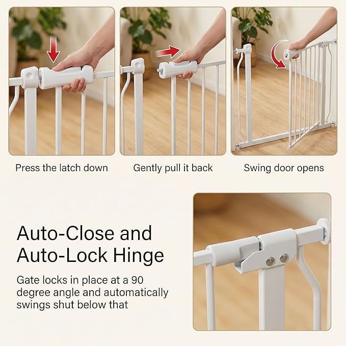 Baby Gates Extra Wide 71.65-76.38 Inch Large Baby Gates for Stairs Tension Pet Dog Gates Indoor for Doorways, No Drilling Pressure Mounted Pet Gates for Kids