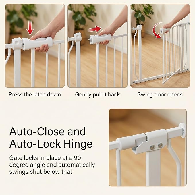 24-27 Inch Narrow Baby Gate, Tension Pet Dog Gates Indoor for Stairs Doorways, White Metal Safety Gate Indoor for Kids and Pets