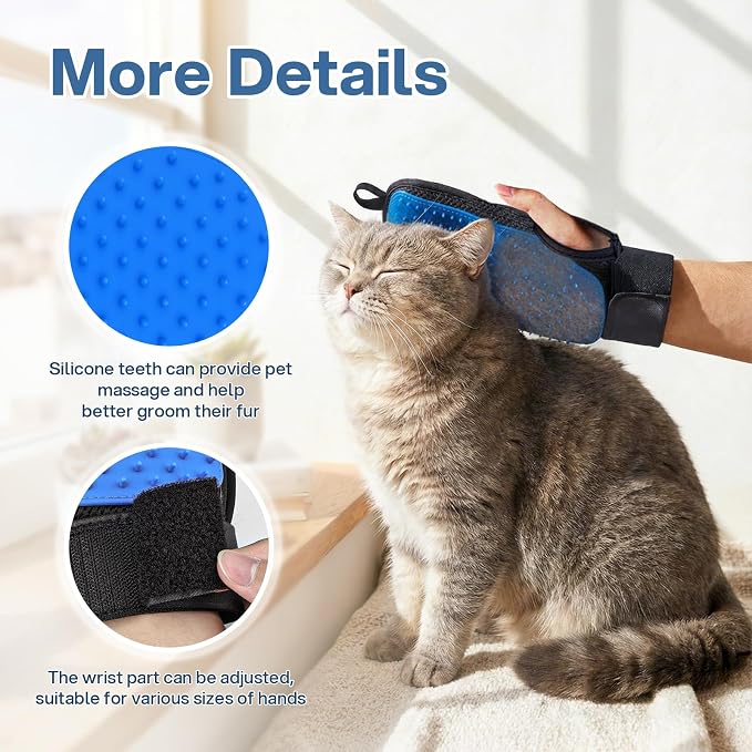 CLEANGOR 2Pcs Pet Hair Removal Glove for Dog & Cat, Reusable Electrostatic Pet Hair Grooming Glove, Magic Brush Pet Hair Remover Tool for Carpet, Sofa, Furniture, Car Seats and Clothing
