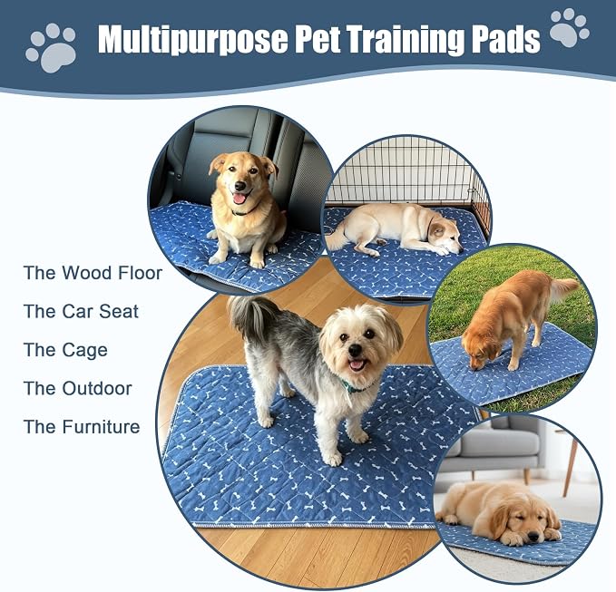 Puppy Pee Pads with Pheromones,Washable and Reusable Pee Pads for Dogs,Waterproof and Leak-Proof,Non-Slip Base Training Pads Suitable for Home,Travel and Dog Crates(Gray Paw,S:23.6*15.7in)