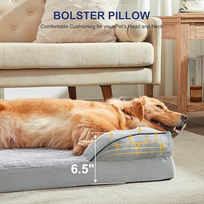 FURTIME Orthopedic Extra Large Dog Bed, Waterproof Dog Beds, 48x35x6.5 Supportive Foam Pet Couch Bed with Removable Washable Cover and Nonskid Bottom
