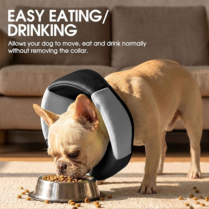 Dog Cone - Soft Cone for Dogs to Stop Licking, Pet E-Collar Alternative After Surgery, Adjustable Pet Recovery Collar for Wound Healing, Black Medium