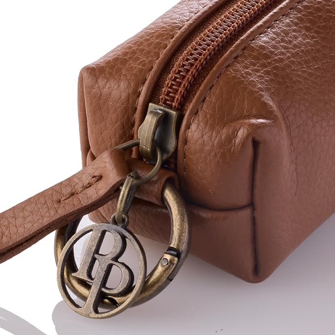 Rein - The Recycled Vegan Leather Pouch Durable Heavy Duty Bag Holder, Leash Attachment Made With Sustainable Materials, Custom Hardware for Small, Medium & Large Dogs, Chestnut Heather