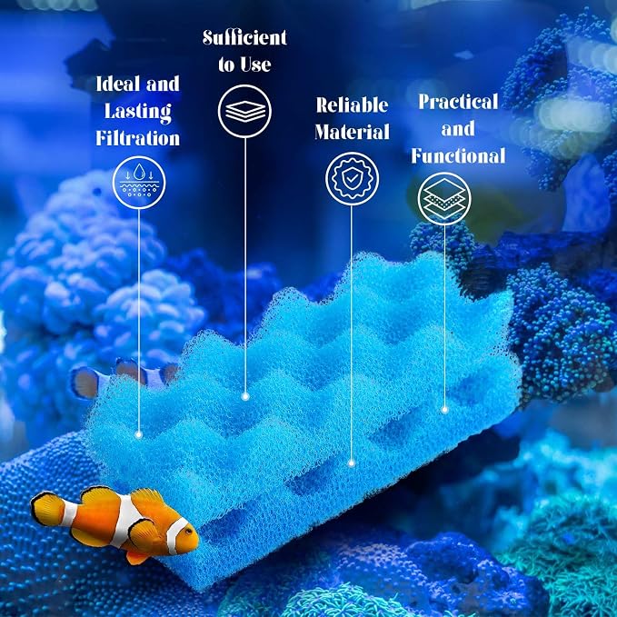 Threlaco 20 Pcs Aquarium Filters Replacement Filter Media Kits Compatible with Fluval 306/307, Including 2 Biological Foams, 6 Ammonia / 6 Phosphate / 6 Nitrite Remover