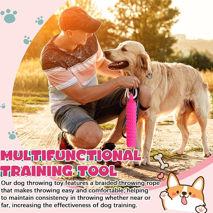 Blueweenly 4 Pcs Dog Bumper Toy for Water Retrieving Plastic Puppy Training Dummy Dog Float Toy Lightweight for Float on The Water Pool Outdoor Training Hunting Fetching (Pink)