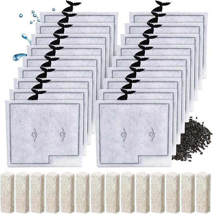 18pcs Medium Filters Cartridges+ 14pcs Ammonia Reducer Filter Pads Compatible with QuietFlow LED PRO Power Filter Size 10 & E Internal Power Size 20 & Zilla Size 20