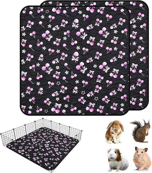 2 Pack Waterproof Guinea Pig Cage Liner, 48" x 48" Washable Reusable Guinea Pig Liner, Super Absorbent Leak-Proof Pet Pee Pad Mats for Guinea Pigs Rabbit Chinchilla Bunny Hamster
