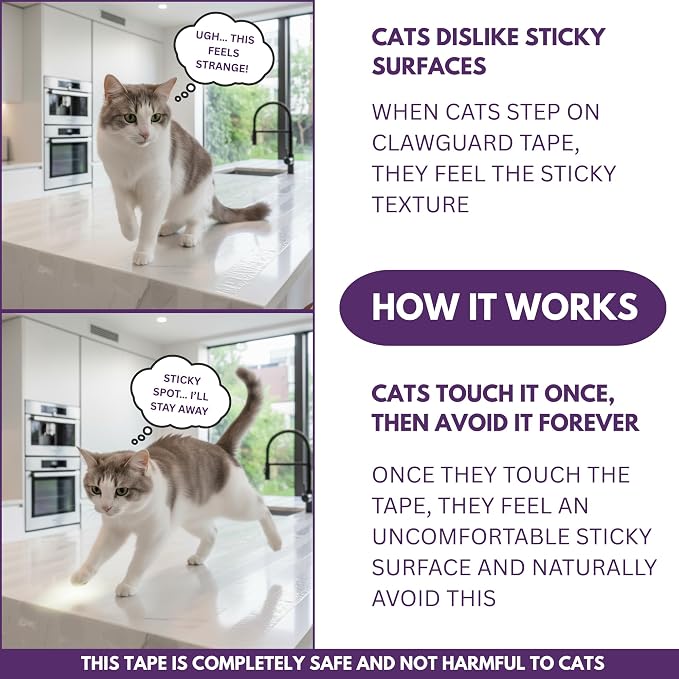 CLAWGUARD Cat Training Tape Strips – 20 Pre-Cut Double-Sided Anti Scratch Shields (12x3.5 in) – Cat Scratch Furniture Protector for Sofa & Surfaces