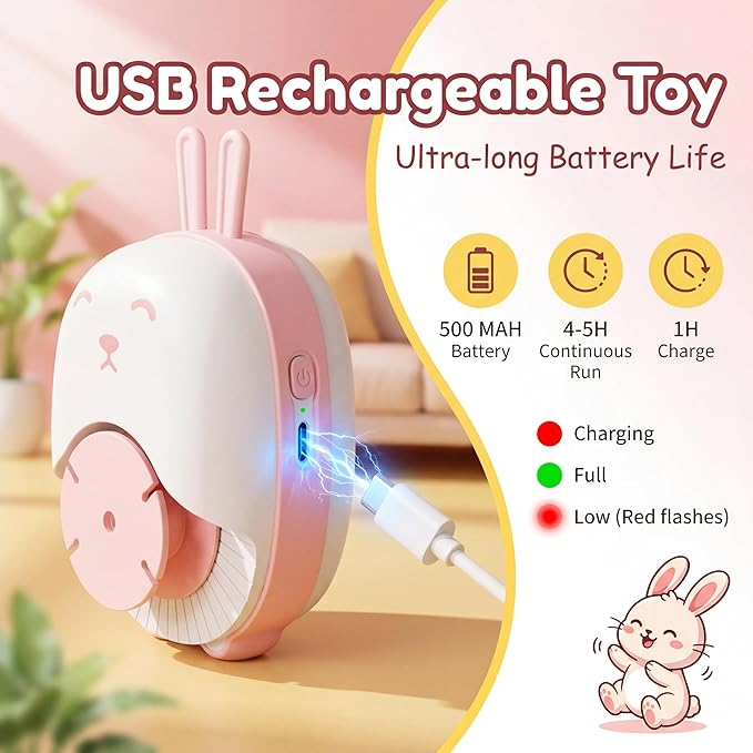 Interactive Cat Toys for Indoor Cats, Automatic Hanging Cat Toys with 6pcs Accessories, 360° Rotating, USB Rechargeable & Auto Pause Electronic Cat Toys for Bored Indoor Adult Cats (Pink)