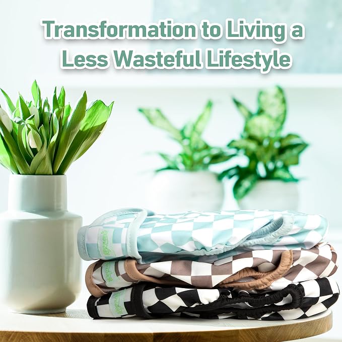 wegreeco Washable Female Dog Diapers Highly Absorbent Reusable Diapers for Dog in Heat Period Diapers, 3 Pack (Checkerboard Green, Black, Coffee, Medium)
