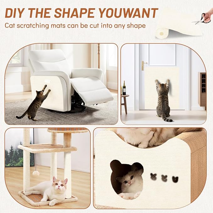 Couch Protector from Cat Claws 78.7" x 15.8" Trimmable DIY Self-Adhesive Cat Scratch Mat for Furniture Couch or Wall Protector, Covering Cat Scratching Post Indoor