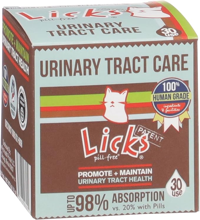 Licks Urinary Tract Care - Fast-Acting Urinary & Bladder Health Support for Cats - Cranberry, D-Mannose, Omega 3 & L-Lysine - Pill-Free Gel Packets - Savory Flavor - 30 Packets
