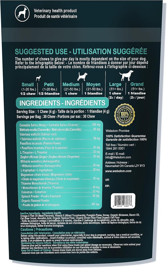 Pets Calming Chew | Relaxation Support for Dogs | Natural Stress Relief Chewable Tablets | 30 Chews