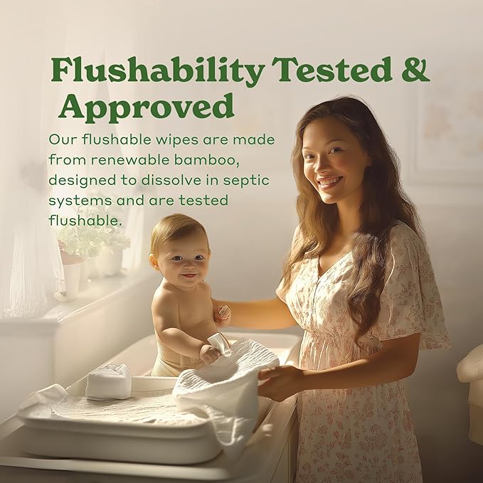 Caboo Flushable Wipes 3 Pack + Pet Wipes 2 Pack Bundle - Natural Bamboo Based Paper Products - Sustainable Alternative to Plastics and Papers for Home, Travel, and Personal Care