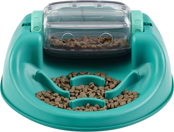 Outward Hound by Nina Ottosson Spin N' Eat Dog Puzzle and Slow Feeder, Level 2 Intermediate Enrichment Toy, Green