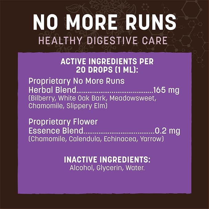 Earth Animal Apothecary Liquid Supplement - No More Runs Herbal Remedies for Dogs & Cats - 2 fl oz