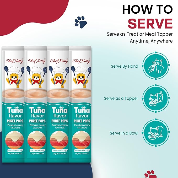 Cat Treats Lickable | Grain-Free Tuna Cat Treats | Creamy Puree Squeeze Ups with Vitamin E & Taurine, Digestible Formula | 0.5 oz. Each Tube, Tuna Flavor | 10 Tubes