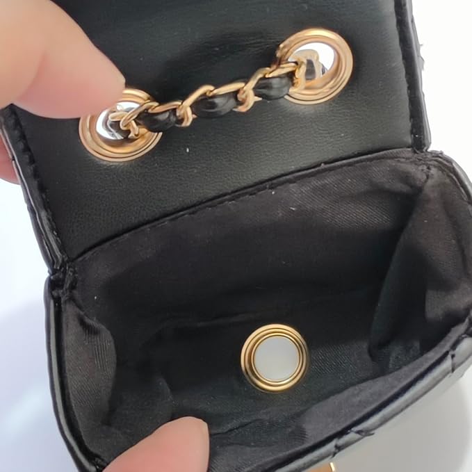 Everything Chic Designer Luxury Dog Poop Bag Holder for Leash Doggie Waste Bag Dispenser Puppy Potty Carrier Small Doggy Pouch Barkin Mini keychain (BlackQuilt)