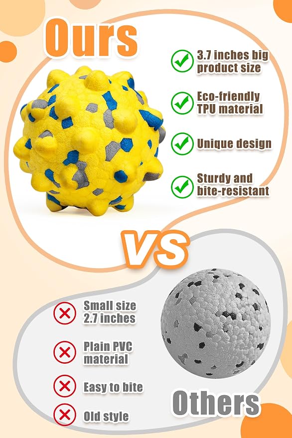 Moonorange 2.36'' Dog Balls for Dogs Aggressive Chewers Indestructible Tennis Durable Bouncy Interactive Dog Toy Balls for Fetch Game Floating Training(Yellow Medium)