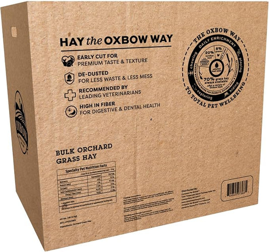 Oxbow Orchard Grass Hay, Rabbit & Guinea Pig Hay, High Fiber for Digestive Health, Grown in USA, Veterinarian Recommended Small Pet Supplies, Bulk Food for Rabbits, Guinea Pigs, & Chinchillas, 40 lbs