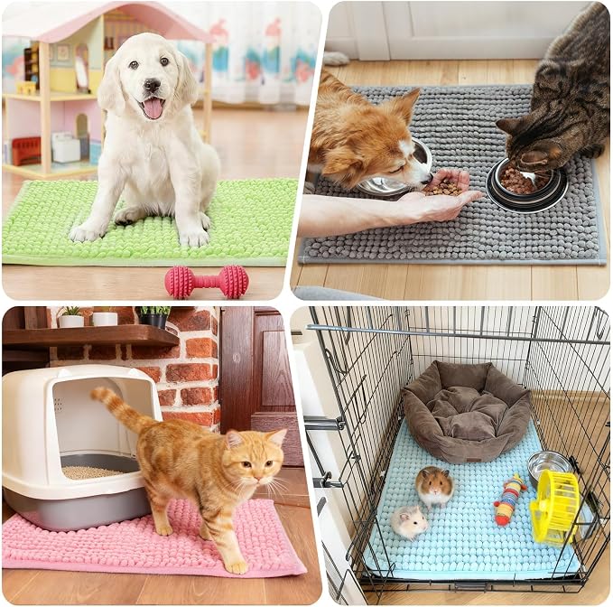 8 PCS Guinea Pig Cage Liner 16x12 Inch Washable Fleece Blanket Rabbit Bedding Mats,Rabbit Reusable Bedding for Small Animal Pee Pads(Gray Green Pink Blue)